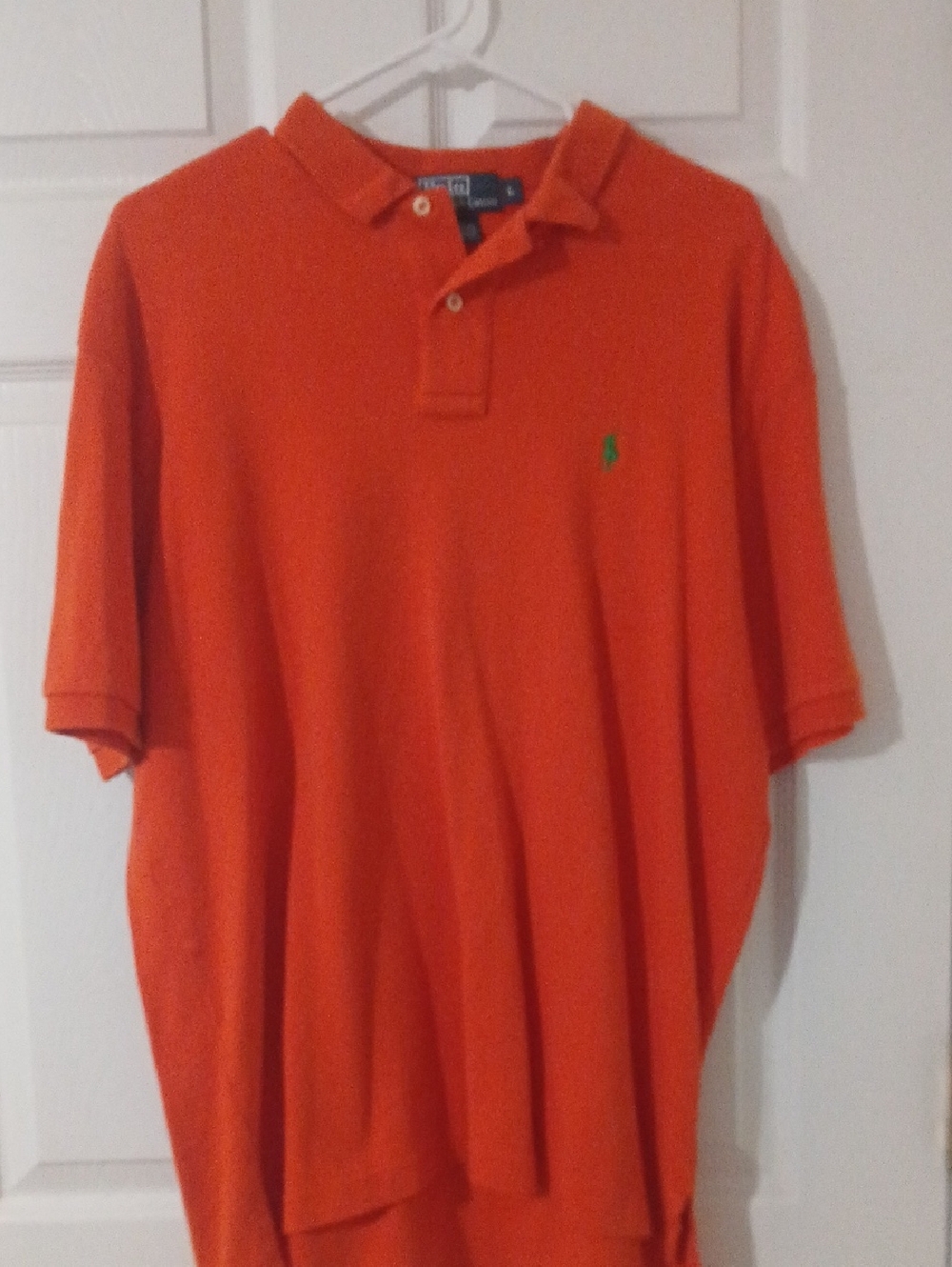 Polo by Ralph Lauren Men’s Bright Orange Short-Sleeve Polo with Green Pony